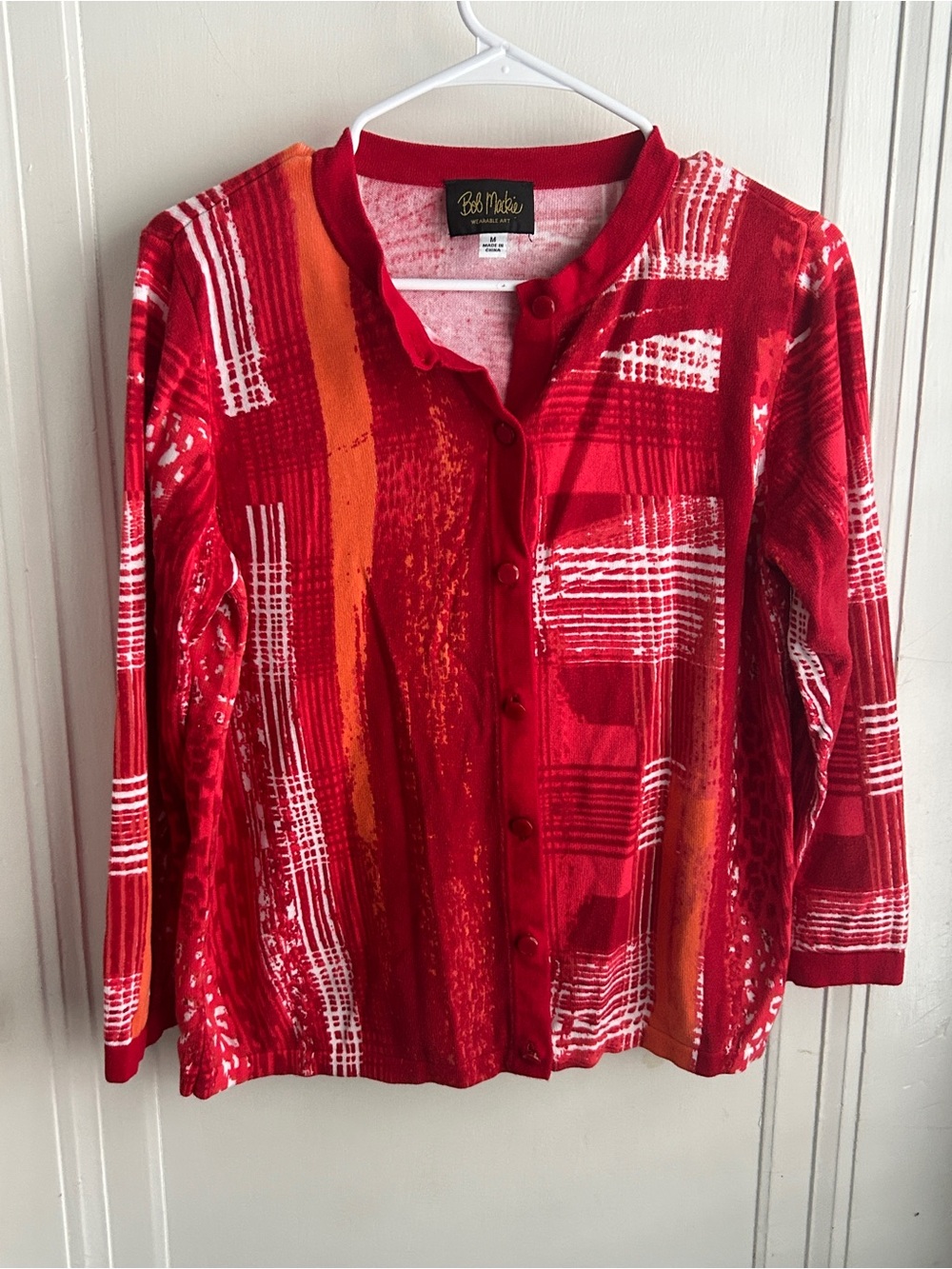 Bob Mackie Red & Orange Patterned Button-Front Jacket
